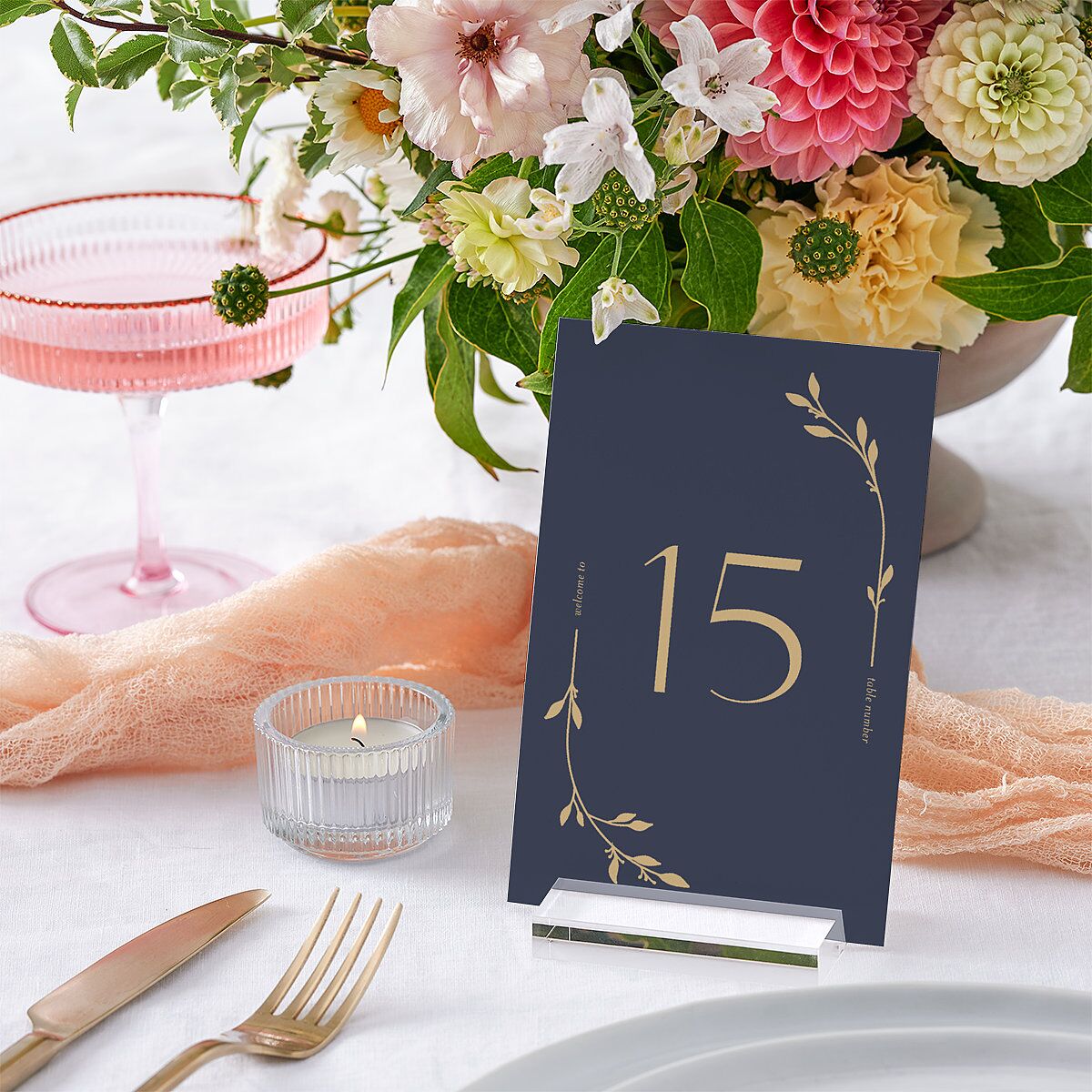 Gilded Sprigs Table Numbers Moody Blue Signature