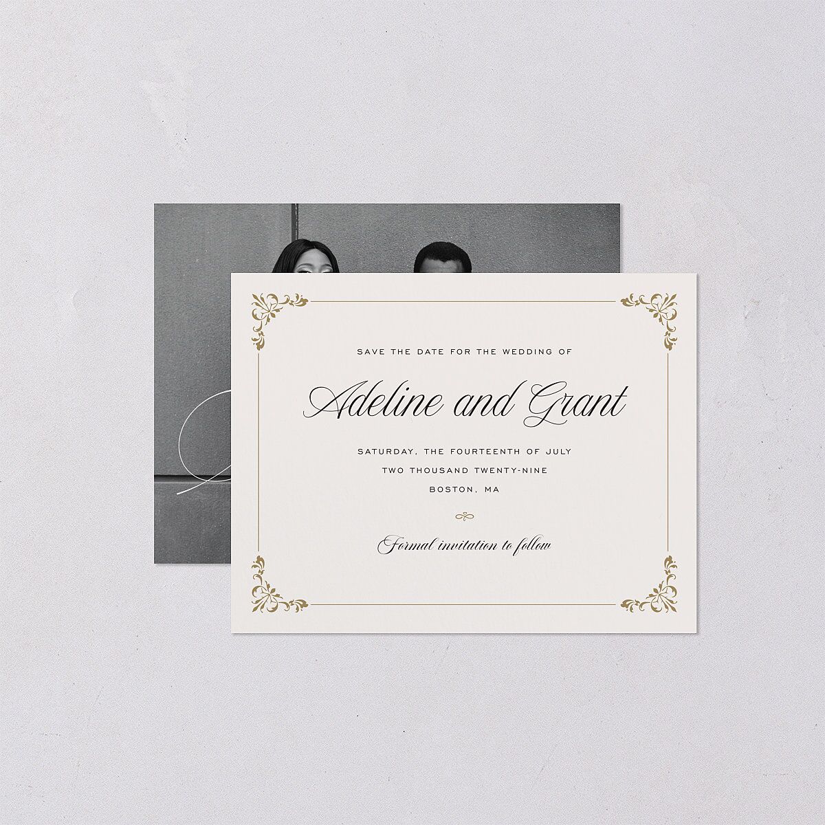 Old Money Save the Date Petite Cards Champagne Signature smooth Blank No Standard