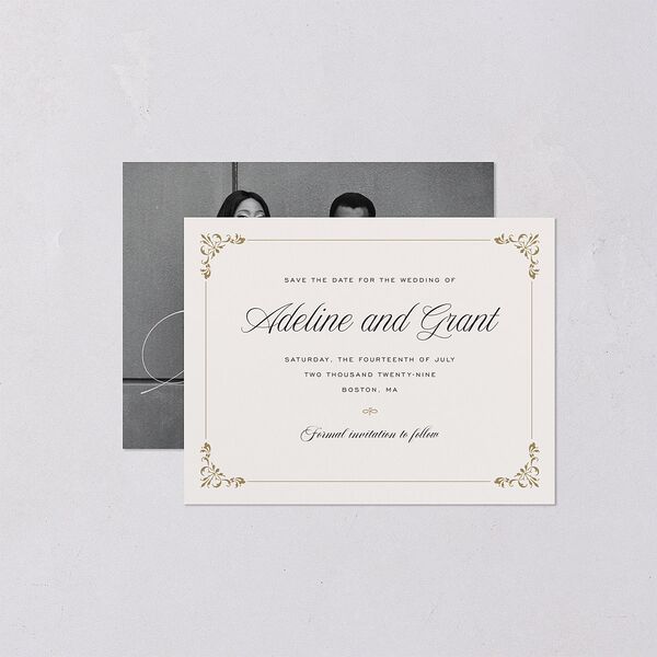 Old Money Save the Date Petite Cards Champagne Signature smooth Blank No Standard