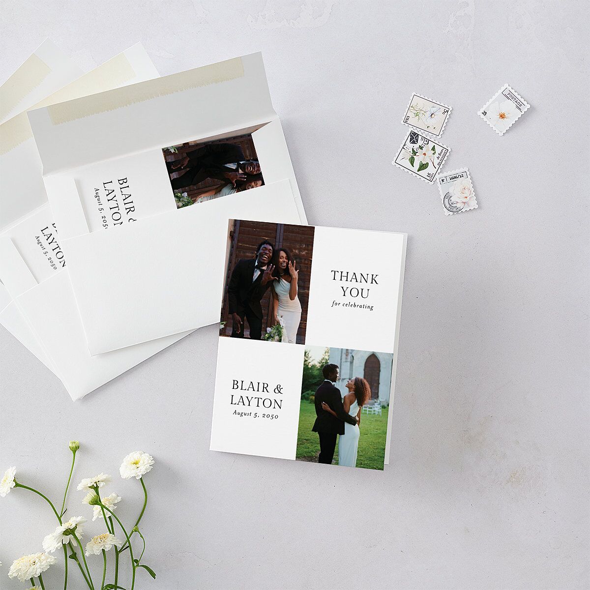 Elegant Photo Apex Thank You Cards Pure White