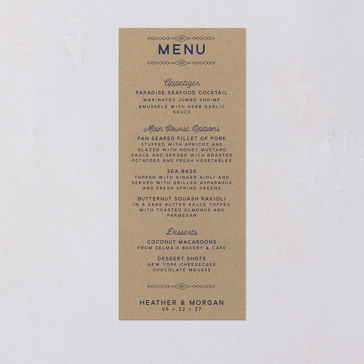 Vintage Mountain Menus Dusty Blue Signature
