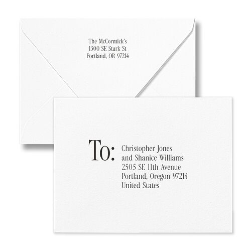 Timeless Happy Holiday Photo Thank You Card Euro Envelopes White Pure White Both Recipient and Return Addresses Luxe Signature