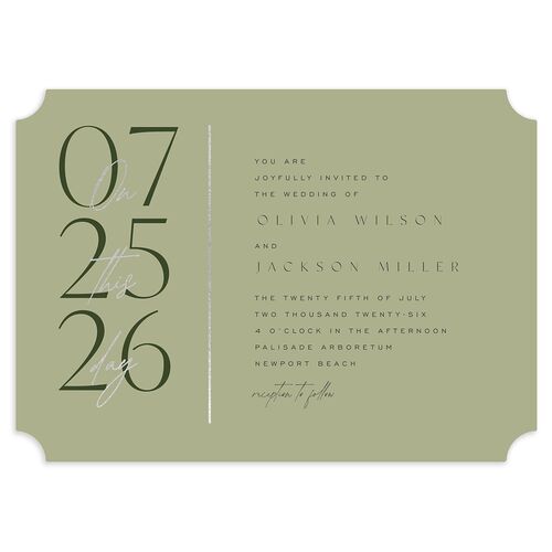 On This Day Wedding Invitations Silver Thyme Signature Blank No Ticket