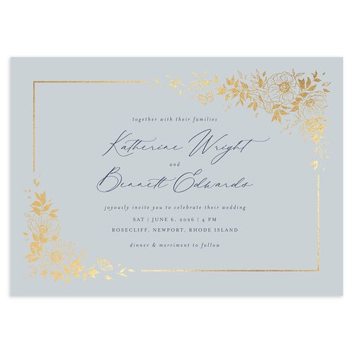 Baroque Garden Wedding Invitations Gold Slate Signature Blank No Standard