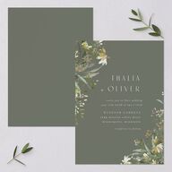 Gilded Greenery Wedding Invitations Gold Deep Olive Signature Blank No Standard