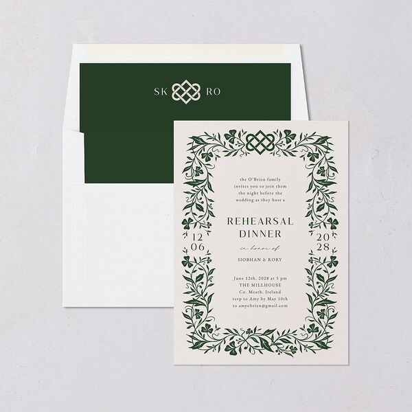 Celtic Knot Rehearsal Dinner Invitations Hunter Green Signature Blank Standard