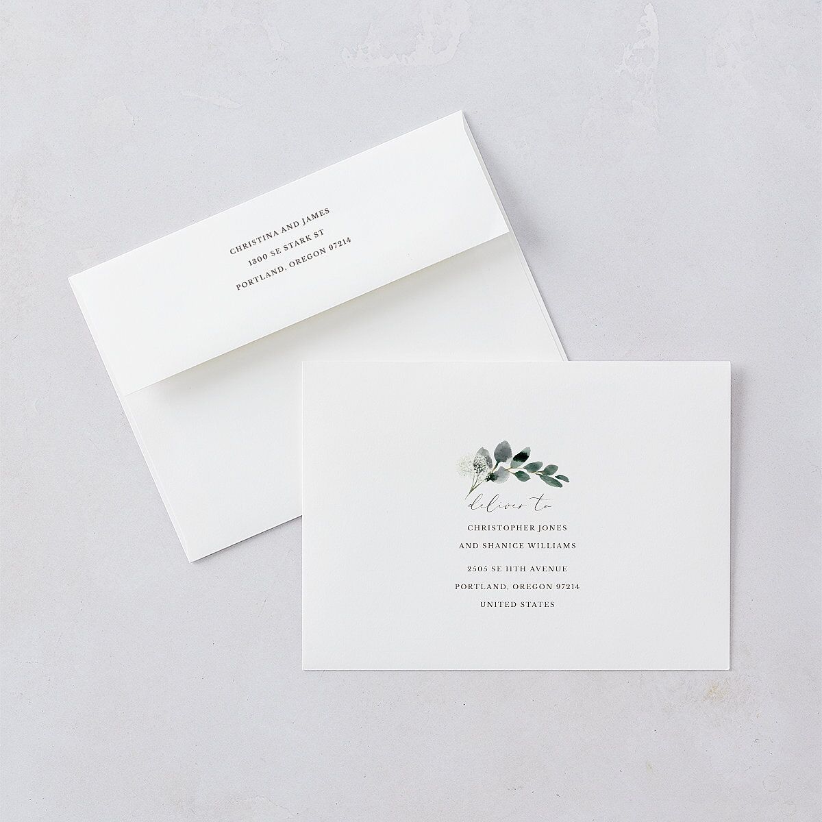 Greenery Accent Save the Date Cards Ivory Signature smooth Blank No Standard