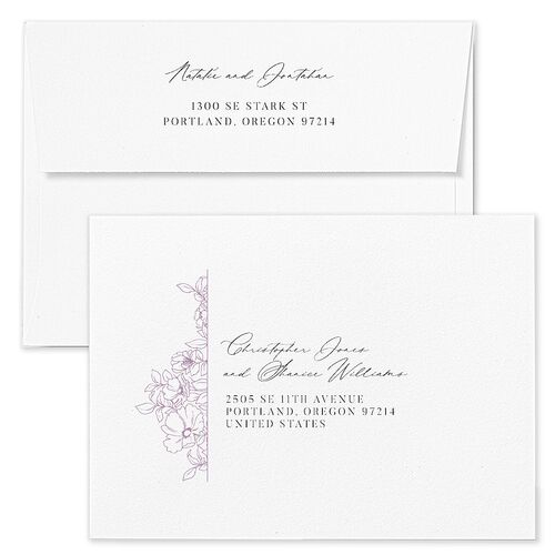 Gilded Florals Rehearsal Dinner Invitation Envelopes White Orchid Both Recipient and Return Addresses Signature Standard