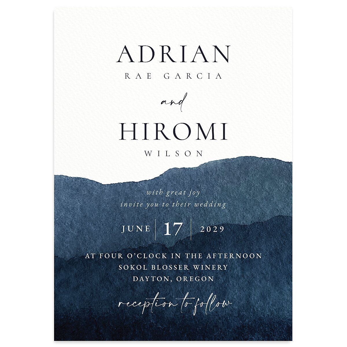 Layered Watercolor Wedding Invitations