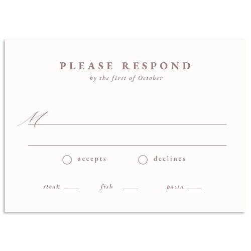 Minimal Icon Wedding Response Cards Mauve Signature Standard
