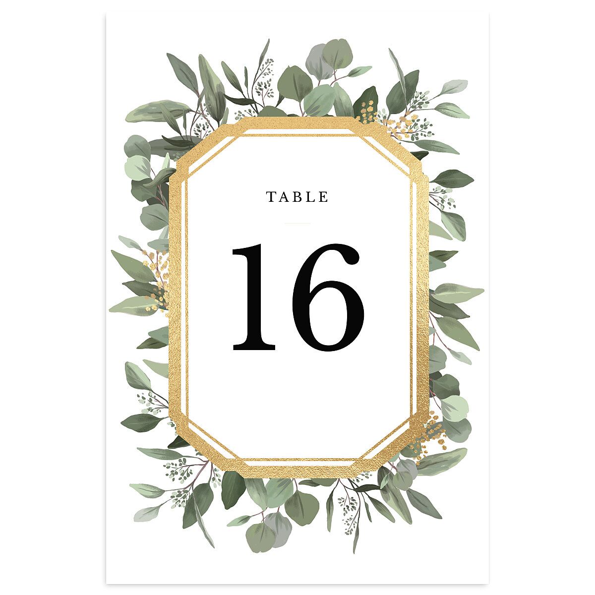 Eucalyptus Frame Foil Table Numbers