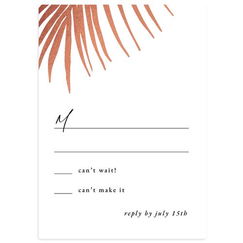 Lavish Palm Wedding Response Cards Rose Gold Pure White Signature Standard