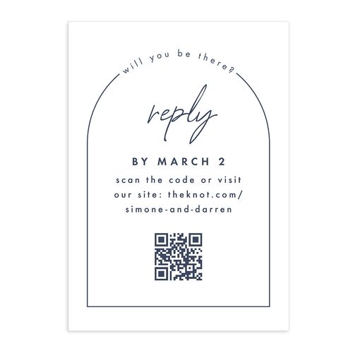 Arched Photo QR Code RSVP Cards Moody Blue Signature Standard