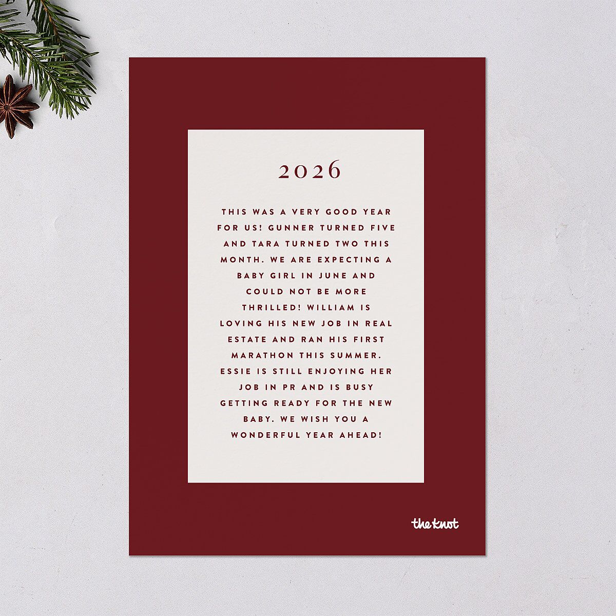 Festive Foliage Holiday Cards Gold Maroon Signature Blank Portrait Standard