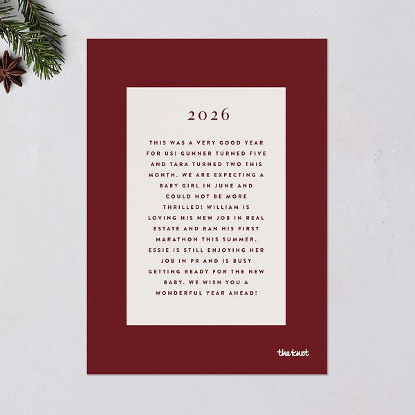 Festive Foliage Holiday Cards Gold Maroon Signature Blank Portrait Standard