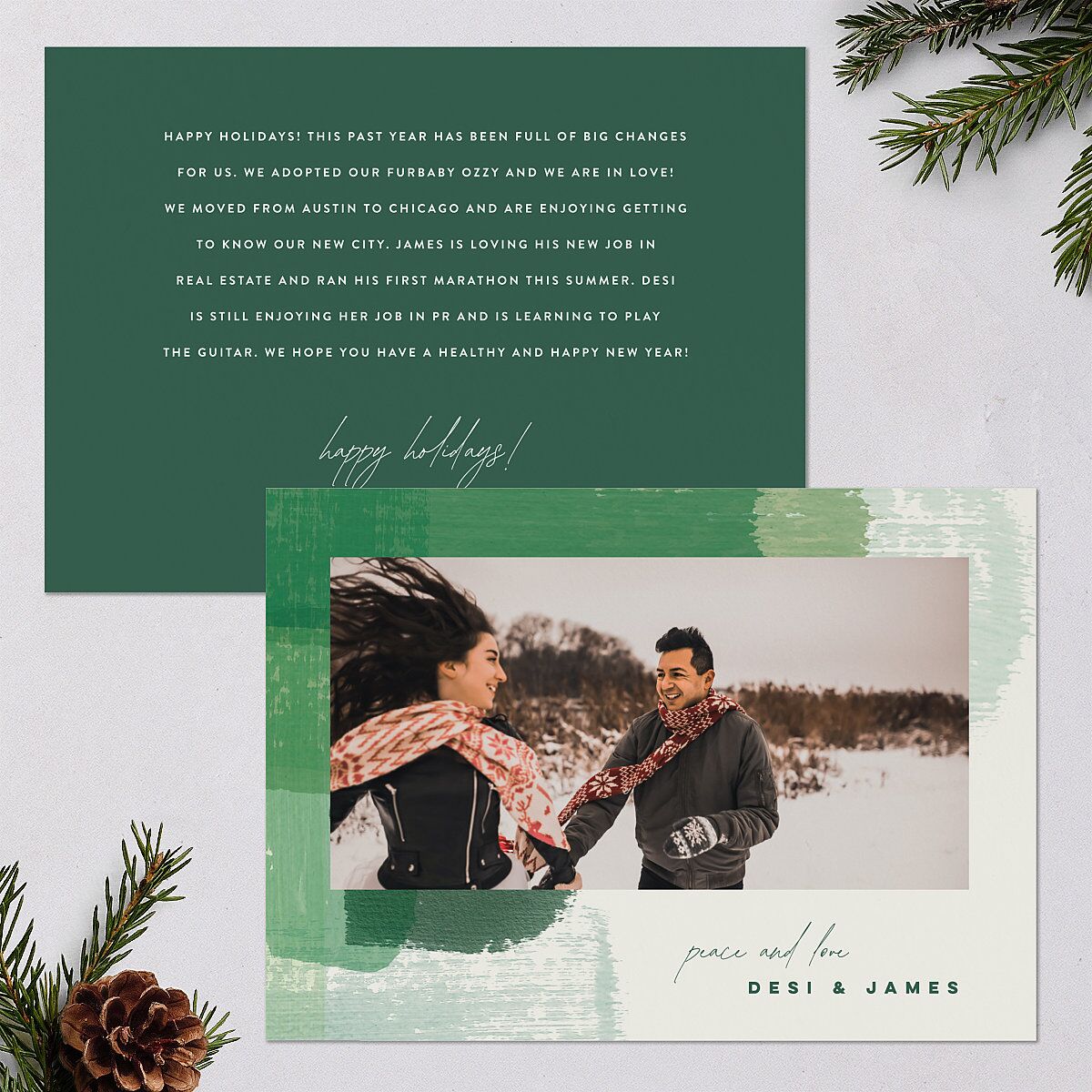 Brushstroke Holiday Holiday Cards Deep Lake Signature Blank Standard Landscape