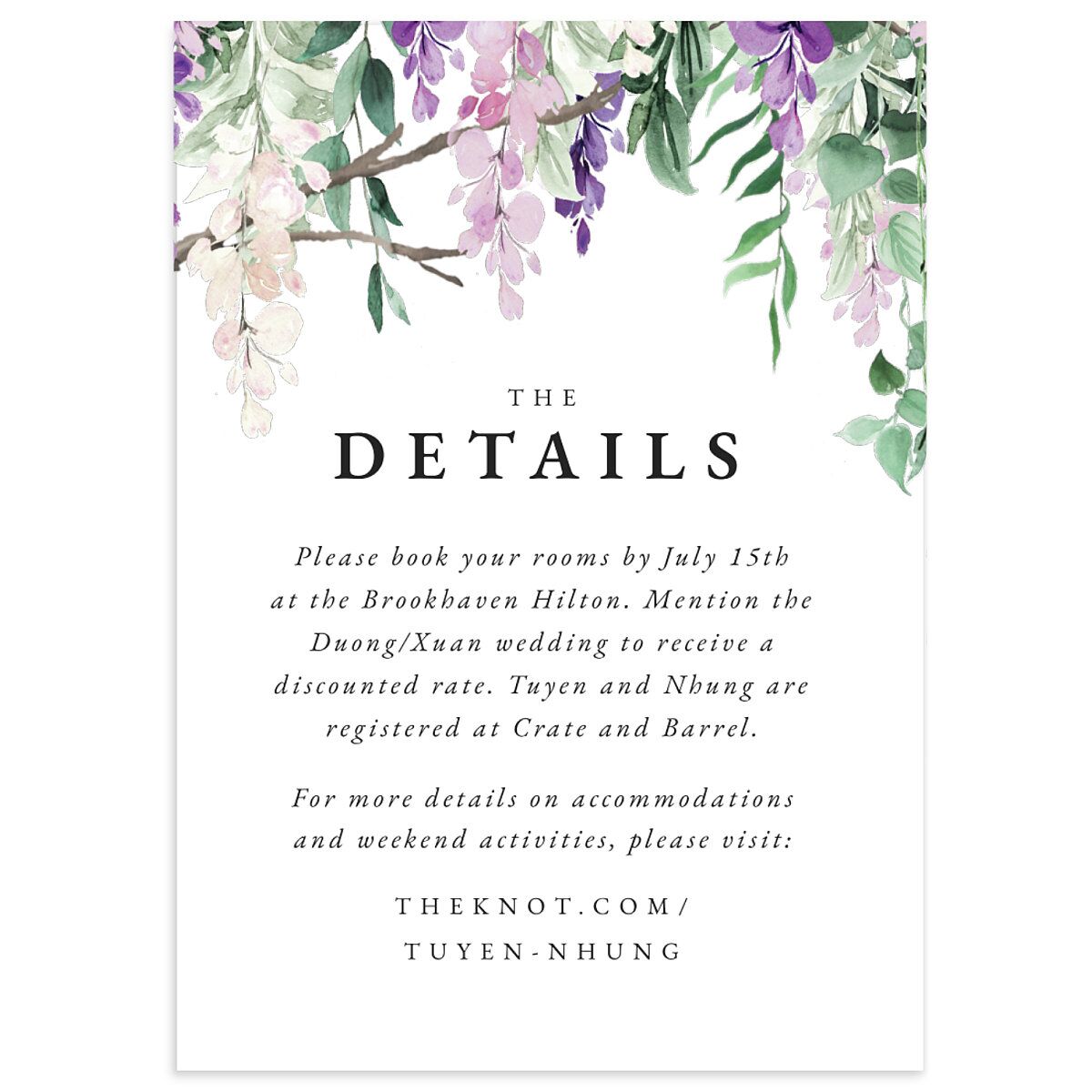Sparkling Wisteria Wedding Enclosure Cards