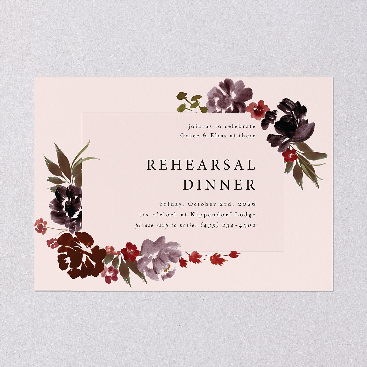 Autumn Romance Rehearsal Dinner Invitations Chocolate Signature Blank
