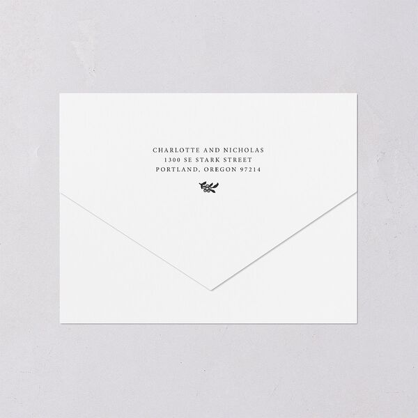 Old Money Botanical All-in-One Wedding Invitations Pure White Signature Light Both Recipient and Return Addresses No