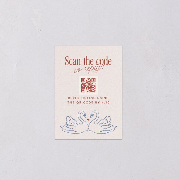 Modern Delicate Bows QR Code RSVP Cards Jewel Red Signature Standard
