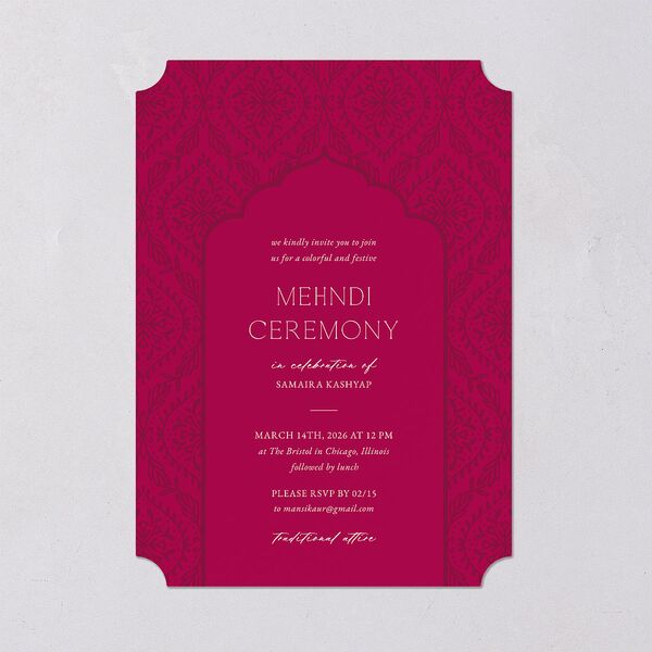 Gilded Lehenga Bridal Shower Invitations Raspberry Signature Blank