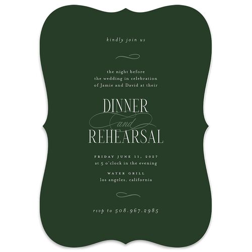 Metropolitan Rehearsal Dinner Invitations Dark Emerald Signature Blank Bracket