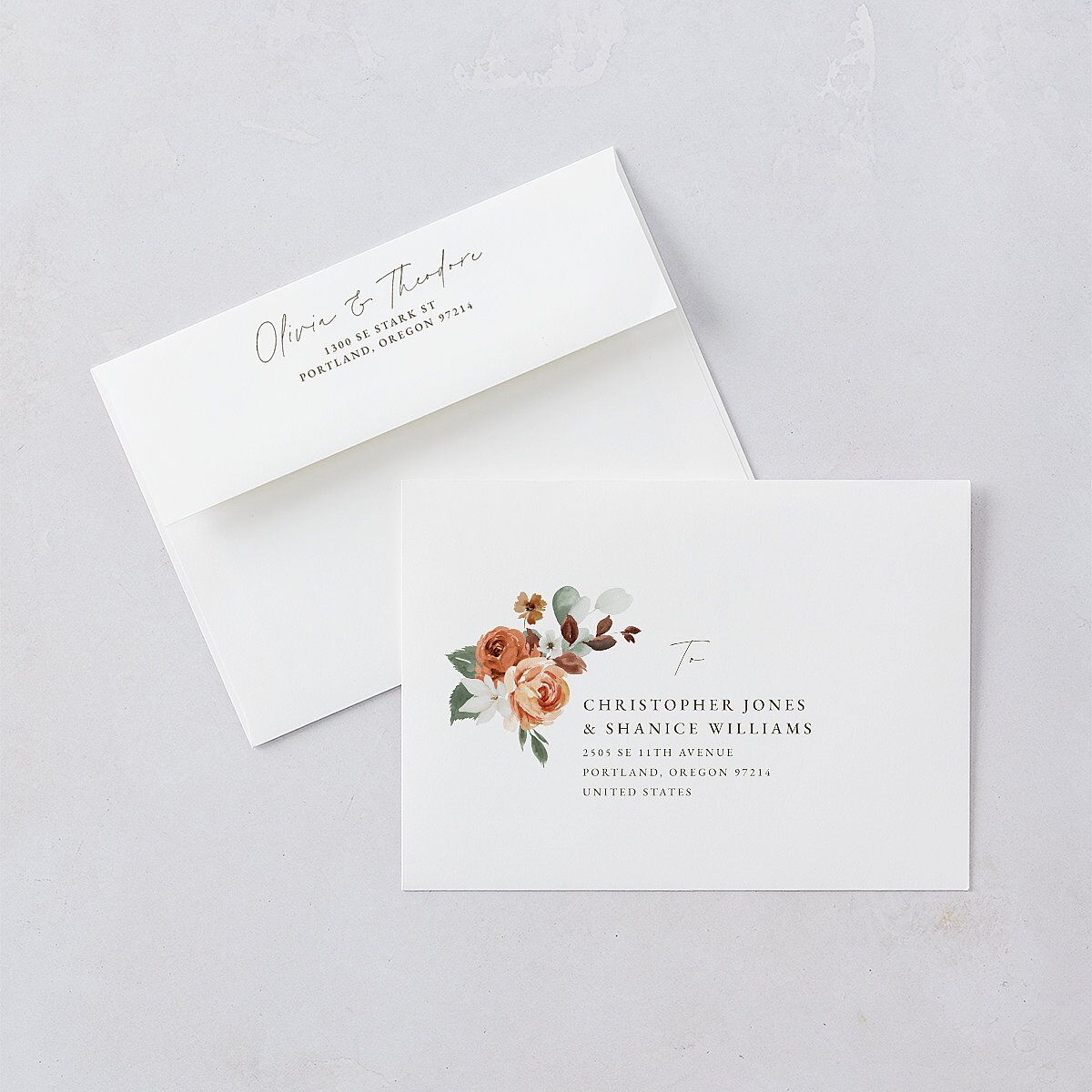 Eucalyptus Bouquet Save the Date Cards Terracotta Signature smooth Blank No Standard