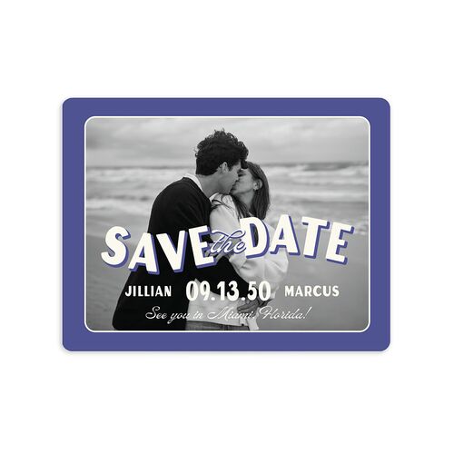Retro Photo Postcard Inspired Save The Date Magnets Sapphire Magnet Paper