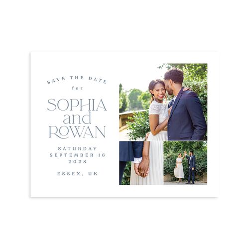 Classic Stack Save the Date Petite Cards Dusty Blue Signature smooth Blank No Standard