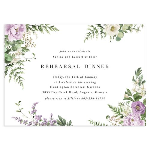 Gilded Fern Frame Botanical Rehearsal Dinner Invitations Orchid Signature Blank Standard