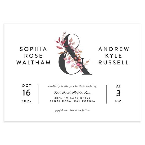 Leafy Ampersand Wedding Invitations Dusty Rose Signature Blank No Standard