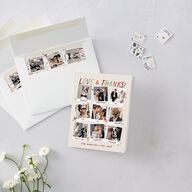 What a Year Whimsical Calendar Photos Thank You Cards Maroon