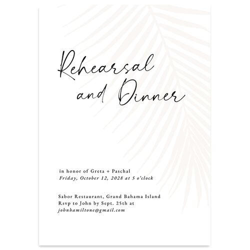 Lavish Palm Rehearsal Dinner Invitations Pure White Signature Blank Standard