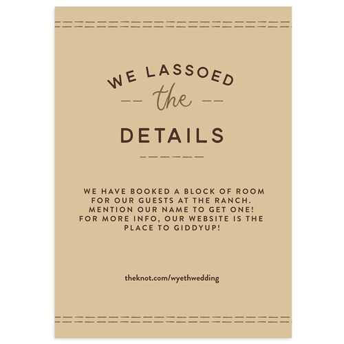 Western Denim Wedding Event Detail Cards Tan Signature Standard
