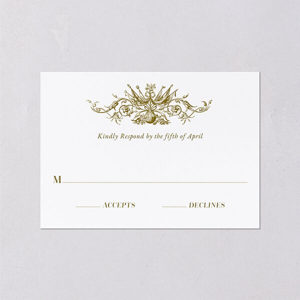 Ornate Vintage Crest Wedding Response Cards Umber Signature
