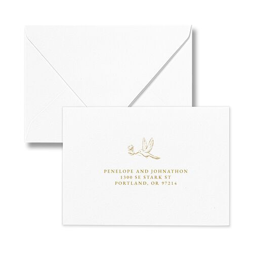 Elegant Italian Toile Response Card Euro Envelopes Gold White Return Address Luxe