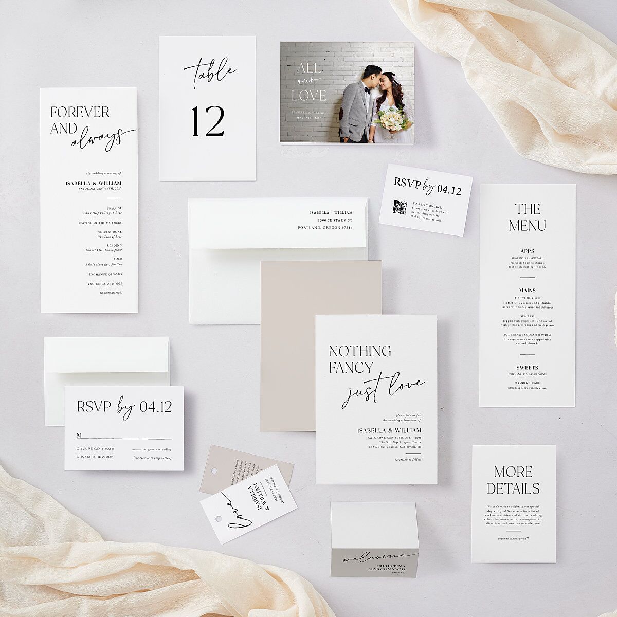 Nothing Fancy Wedding Invitations Pure White Signature Blank No Standard