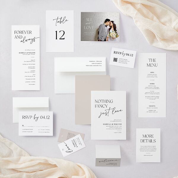 Nothing Fancy Wedding Invitations Pure White Signature Blank No Standard