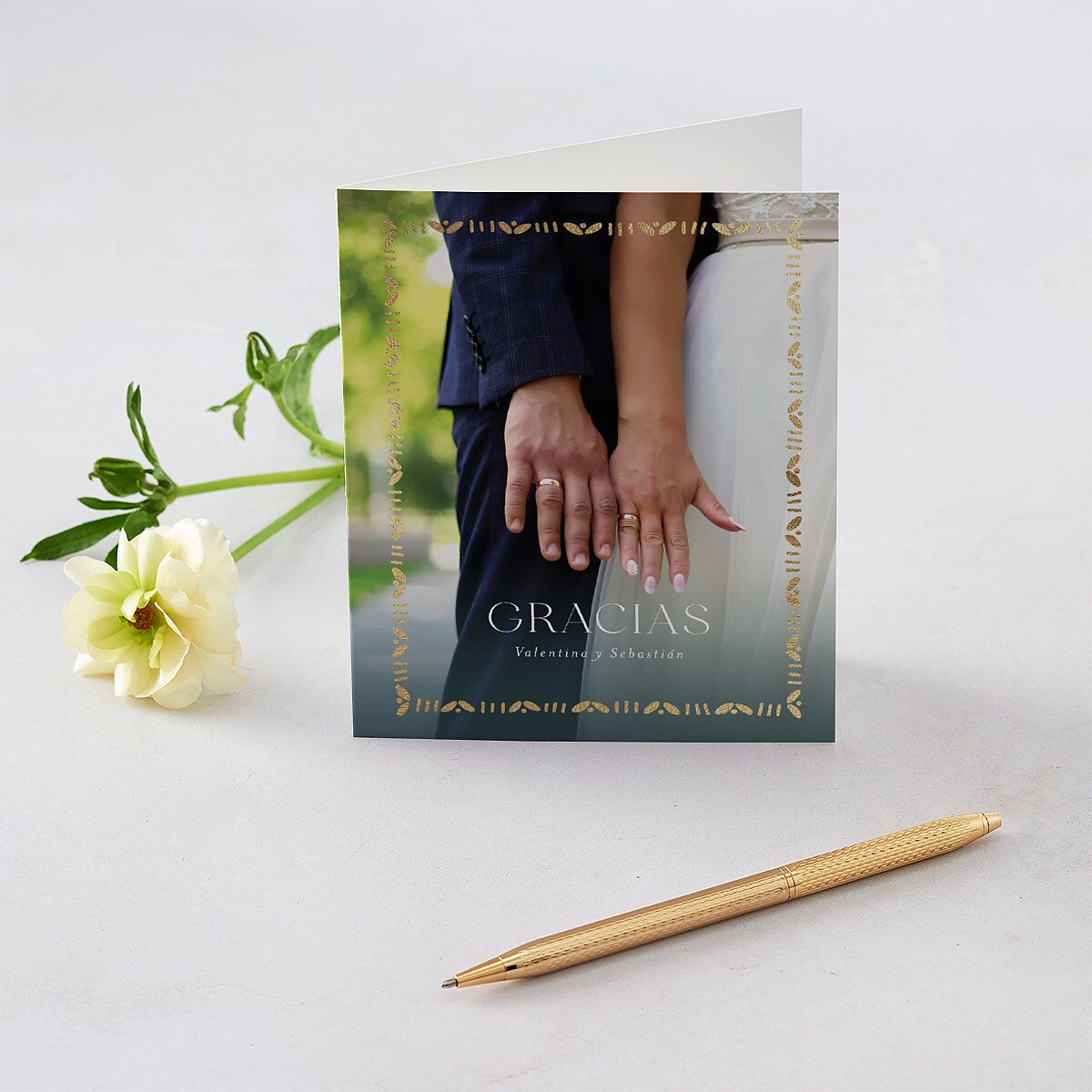 Hacienda Elegante Thank You Cards Gold Cinnamon