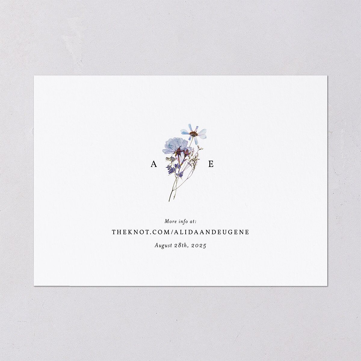 Pressed Flowers Save The Date Cards Regency Blue Signature smooth Blank No Standard