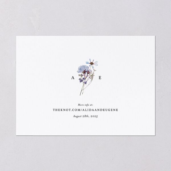 Pressed Flowers Save The Date Cards Regency Blue Signature smooth Blank No Standard