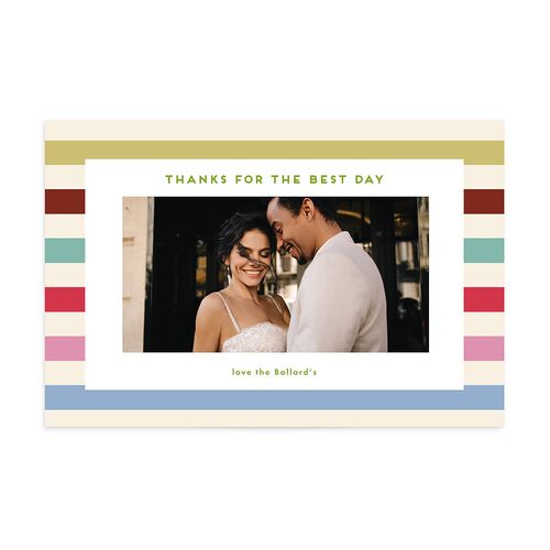 Eclectic Vintage Stripes Thank You Postcards Linen