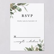 Eucalyptus Frame Wedding Response Cards No Foil Pure White Signature Standard