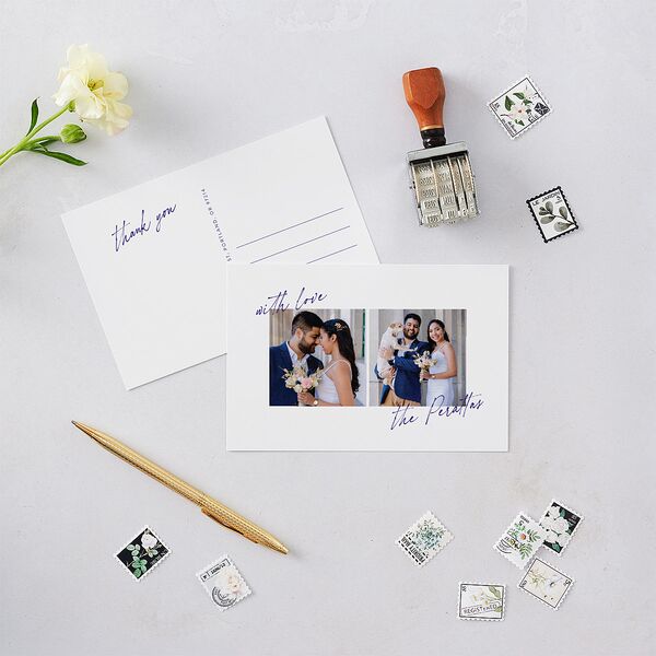 Hand Written With Love Thank You Postcards Jewel Blue