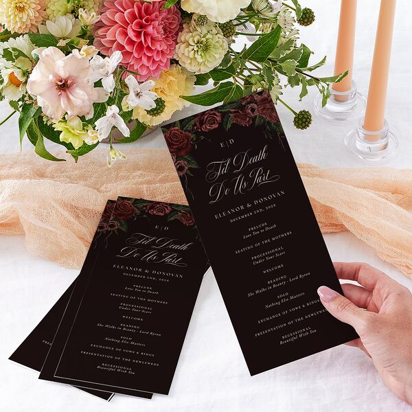 Dark Gothic Roses Wedding Programs Burgundy Signature