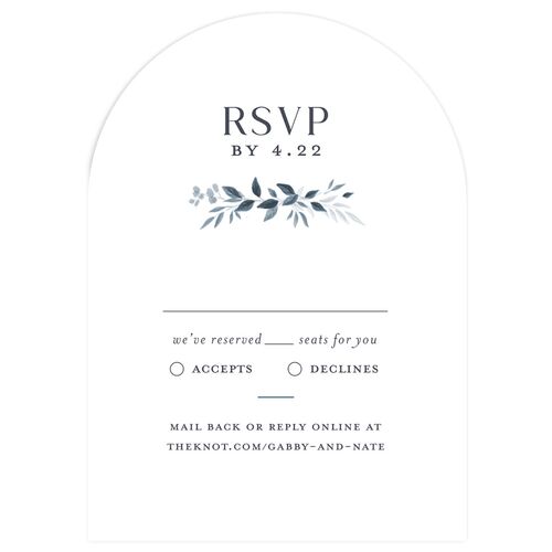 Greenery Frame Wedding Response Cards Dusty Blue Signature Arch