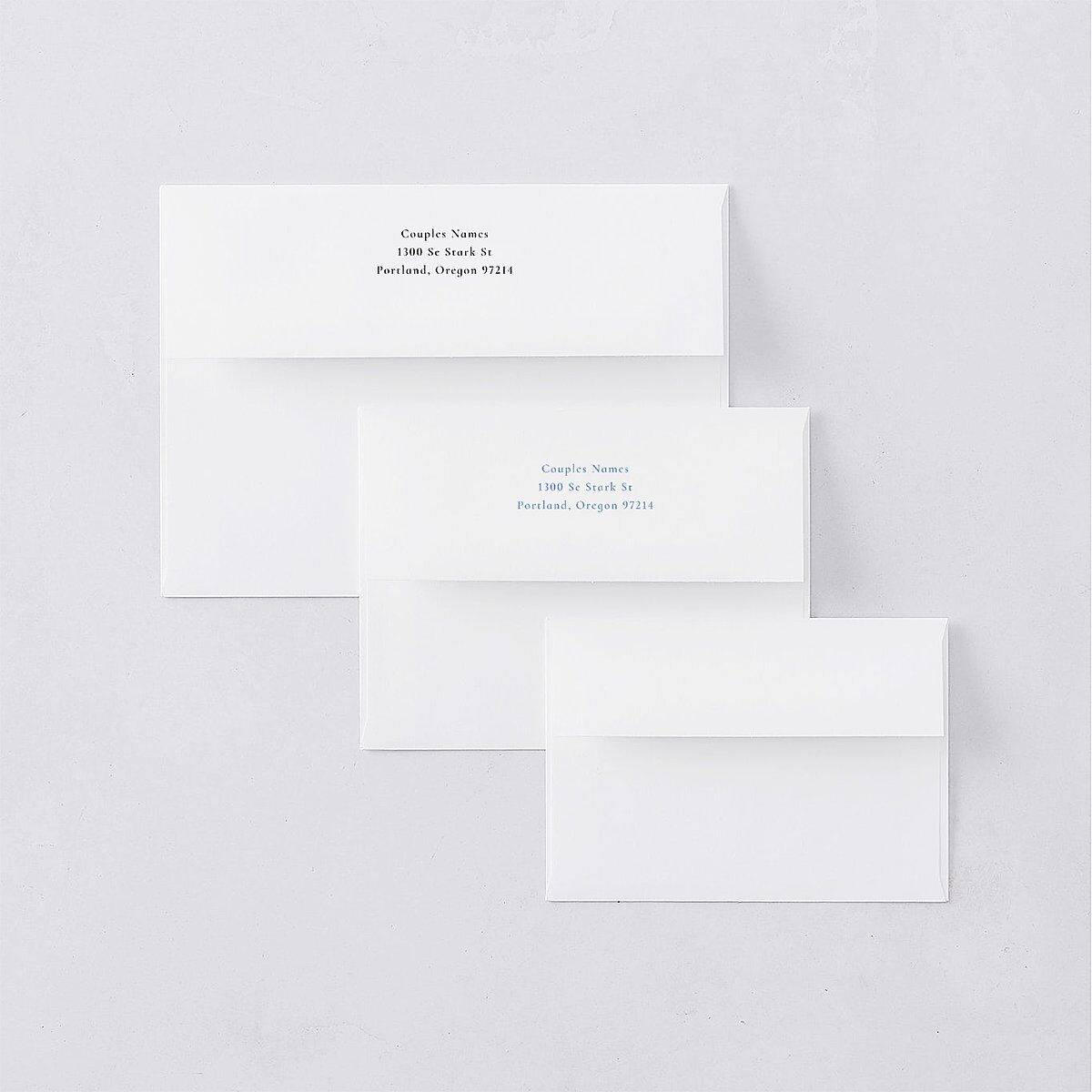 Wavy Frame Photo Rehearsal Dinner Invitation Envelopes White Sea Blue Both Recipient and Return Addresses Signature