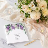 Romantic Wisteria Wedding Guest Book Purple Petal