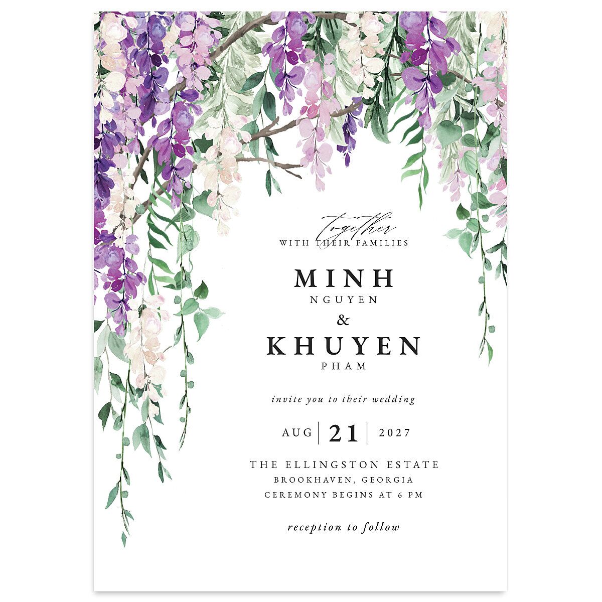 Romantic Wisteria Wedding Invitations