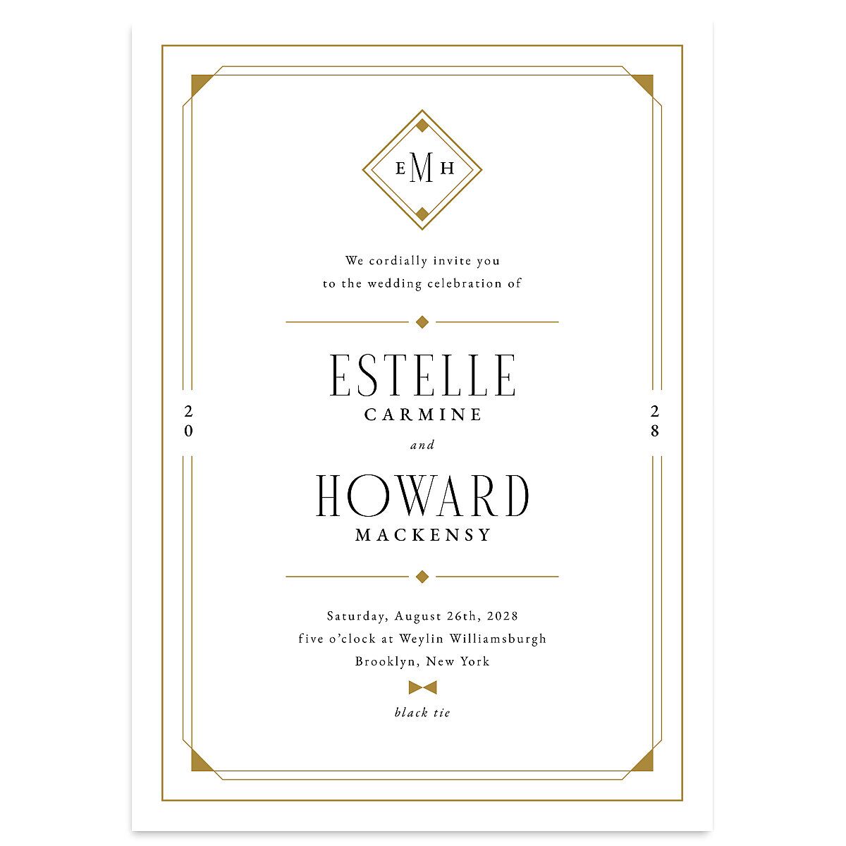 Old Hollywood Glam Wedding Invitations